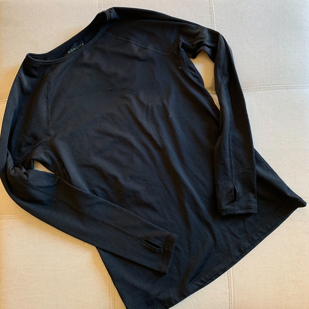 Black Base Layer Undershirt With Thumbholes S